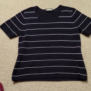 Black Striped Short Sleeve Top